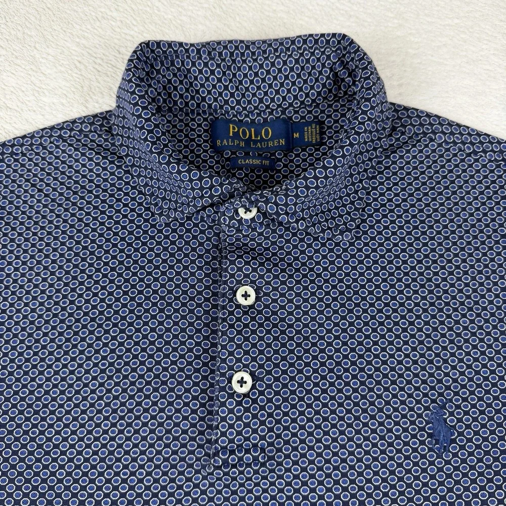 Polo Ralph Lauren‎ Shirt Mens Medium Blue AOP Circle Print Custom Classic Fit